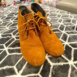 TOMS suede platform booties